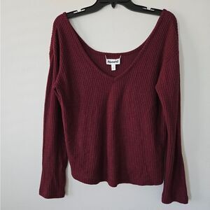 Abound Waffle Knit Sweater Burgundy